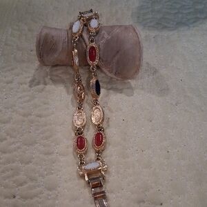 Chic Gold and Red Women's Bracelet